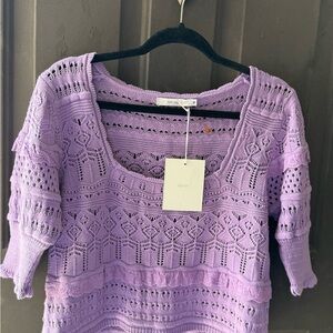 70/21 Lavender Crochet Crop Top Size M